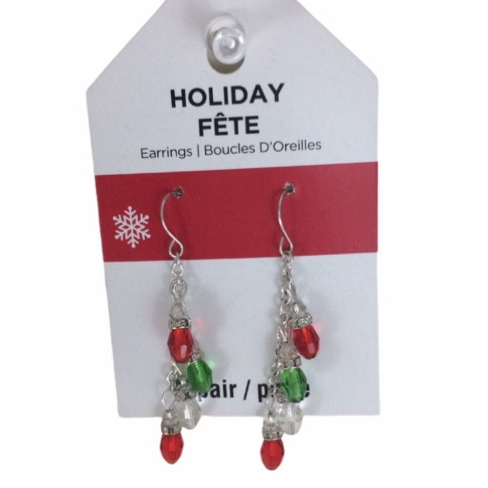 Holiday dangle earrings Red Green